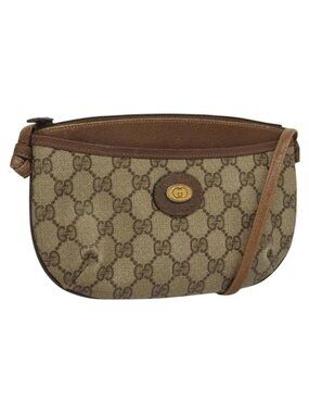 Authentic GUCCI GG Supreme Shoulder Bag PVC Beige Gold 904 02 020